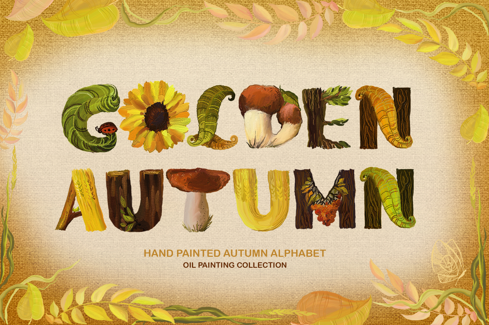 Golden Autumn Alphabet Oil painting Golden Autumn Alphabet Oil painting