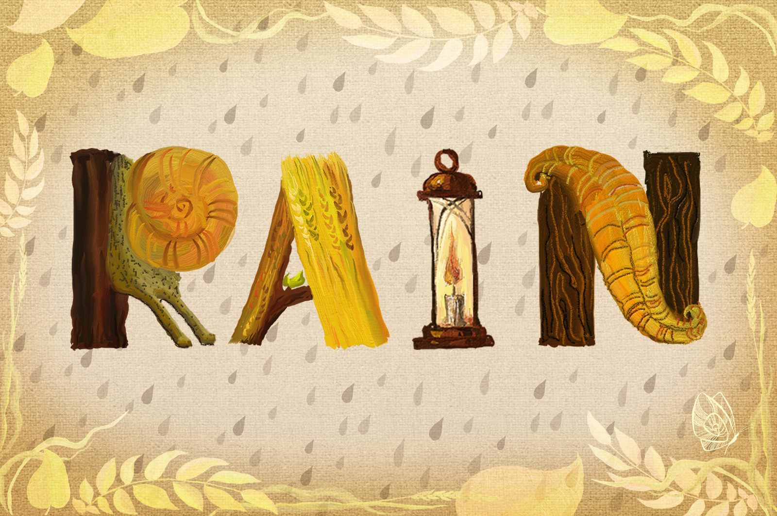 Golden Autumn Alphabet Oil painting Golden Autumn Alphabet Oil painting