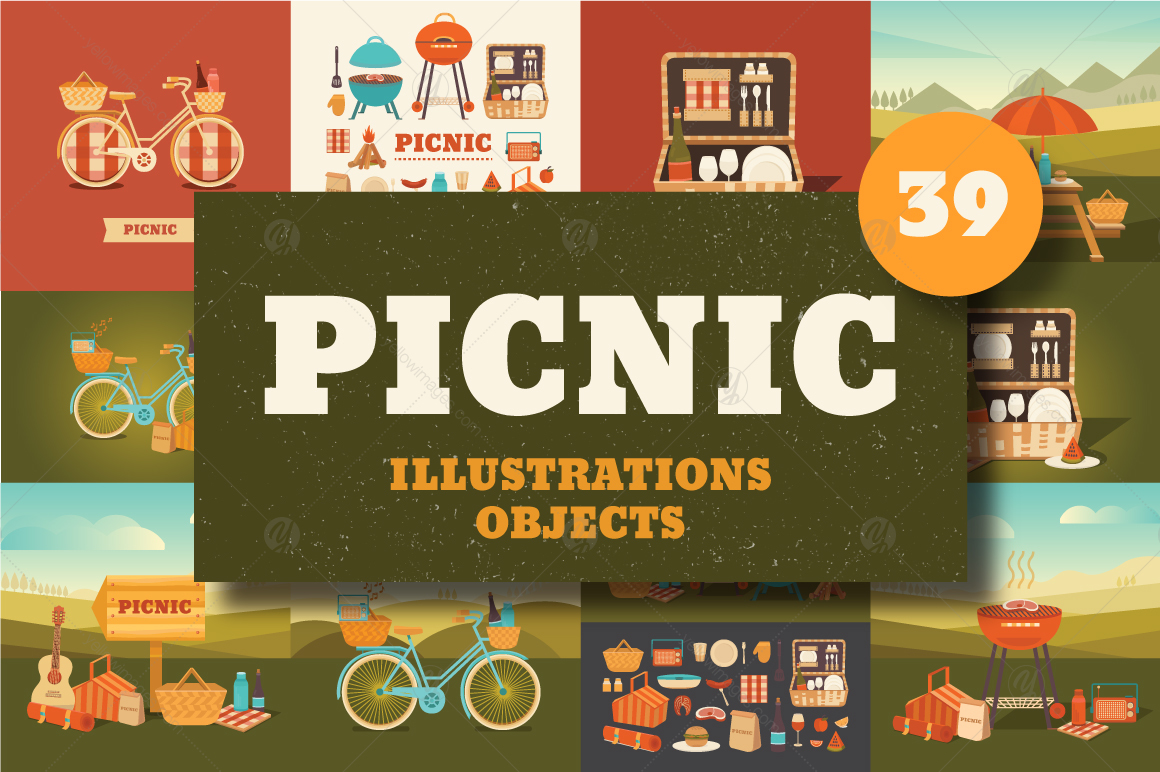 Illustrations picnic and BBQ Illustrations picnic and BBQ