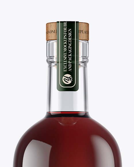 Glass Bottle W/ Rum Mockup