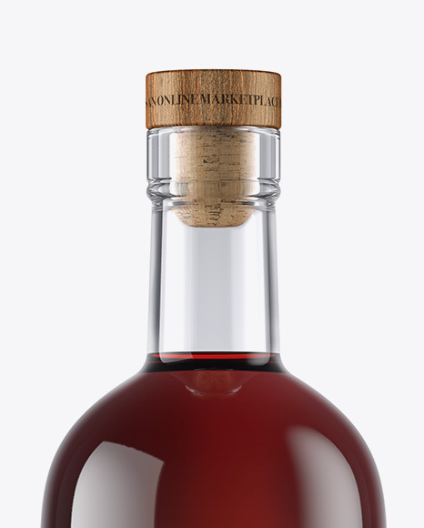 Glass Bottle W/ Rum Mockup