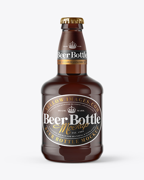 330ml Amber Glass Lager Beer Bottle with Foil Mockup - Free Download