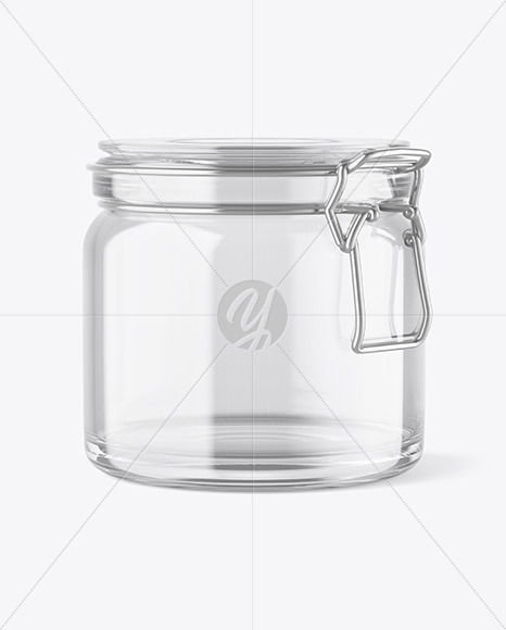 Clear Glass Jar w/ Clamp Lid Mockup - Free Download Images High Quality