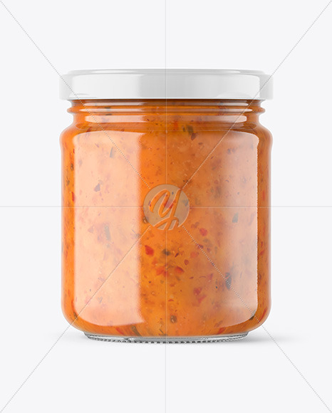 Clear Glass Jar with Sweet Chili Thai Sauce Mockup