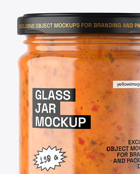 Clear Glass Jar with Sweet Chili Thai Sauce Mockup