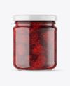 Clear Glass Jar with Strawberry Jam Mockup