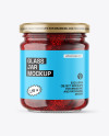 Clear Glass Jar with Strawberry Jam Mockup