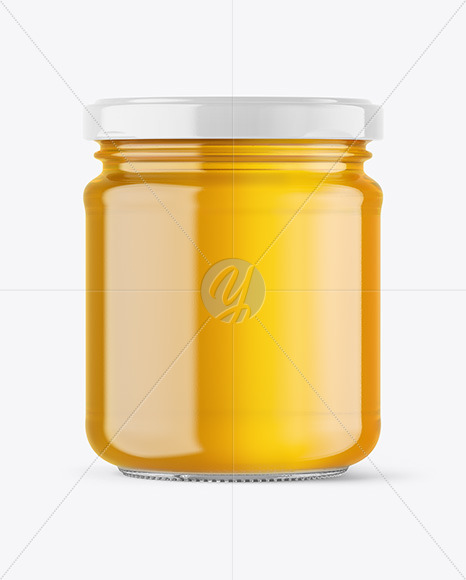 Clear Glass Jar with Honey Mockup