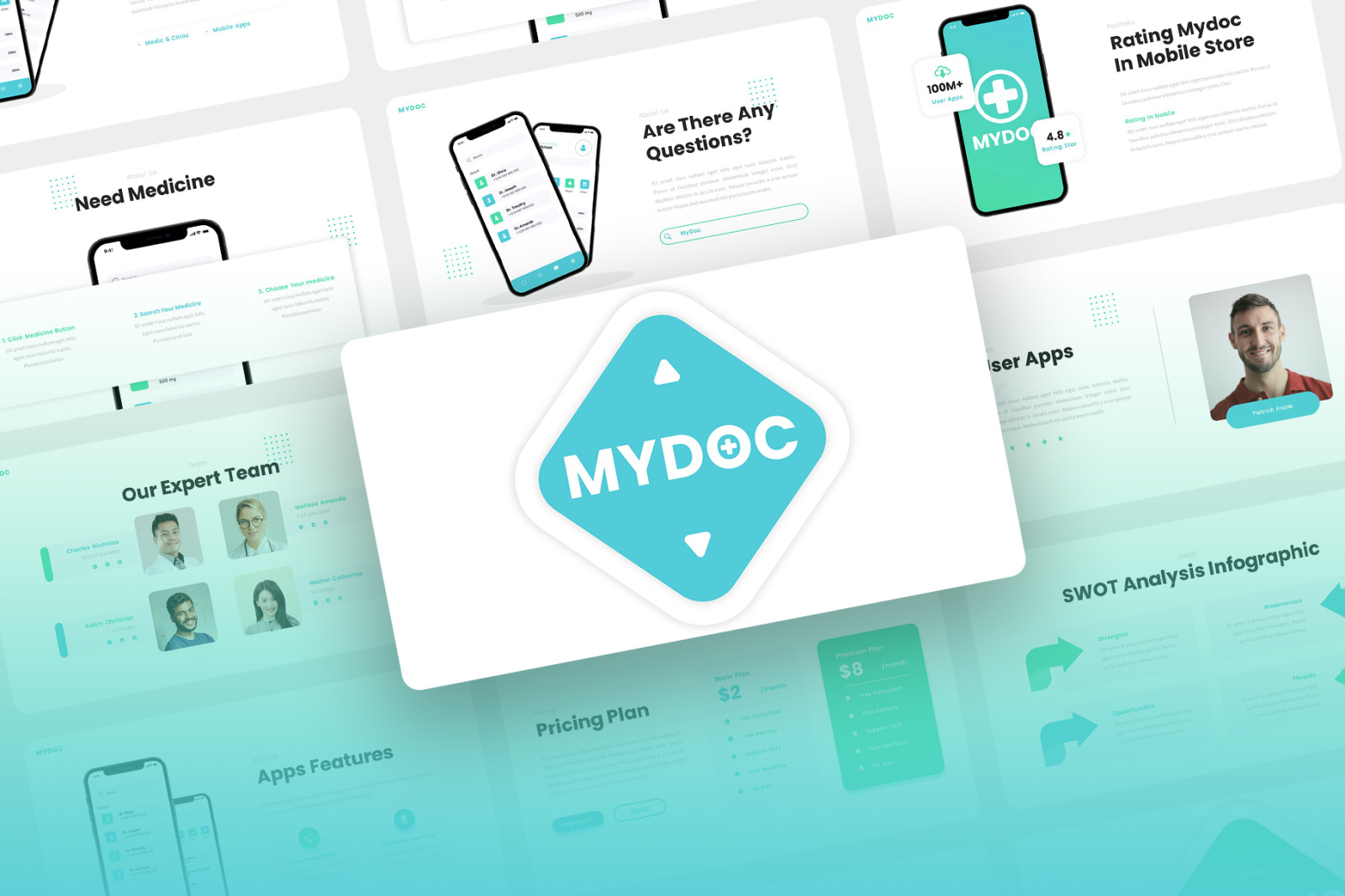 Mydoc - Healthcare Consultant Mobile App &amp; SAAS PowerPoint Template