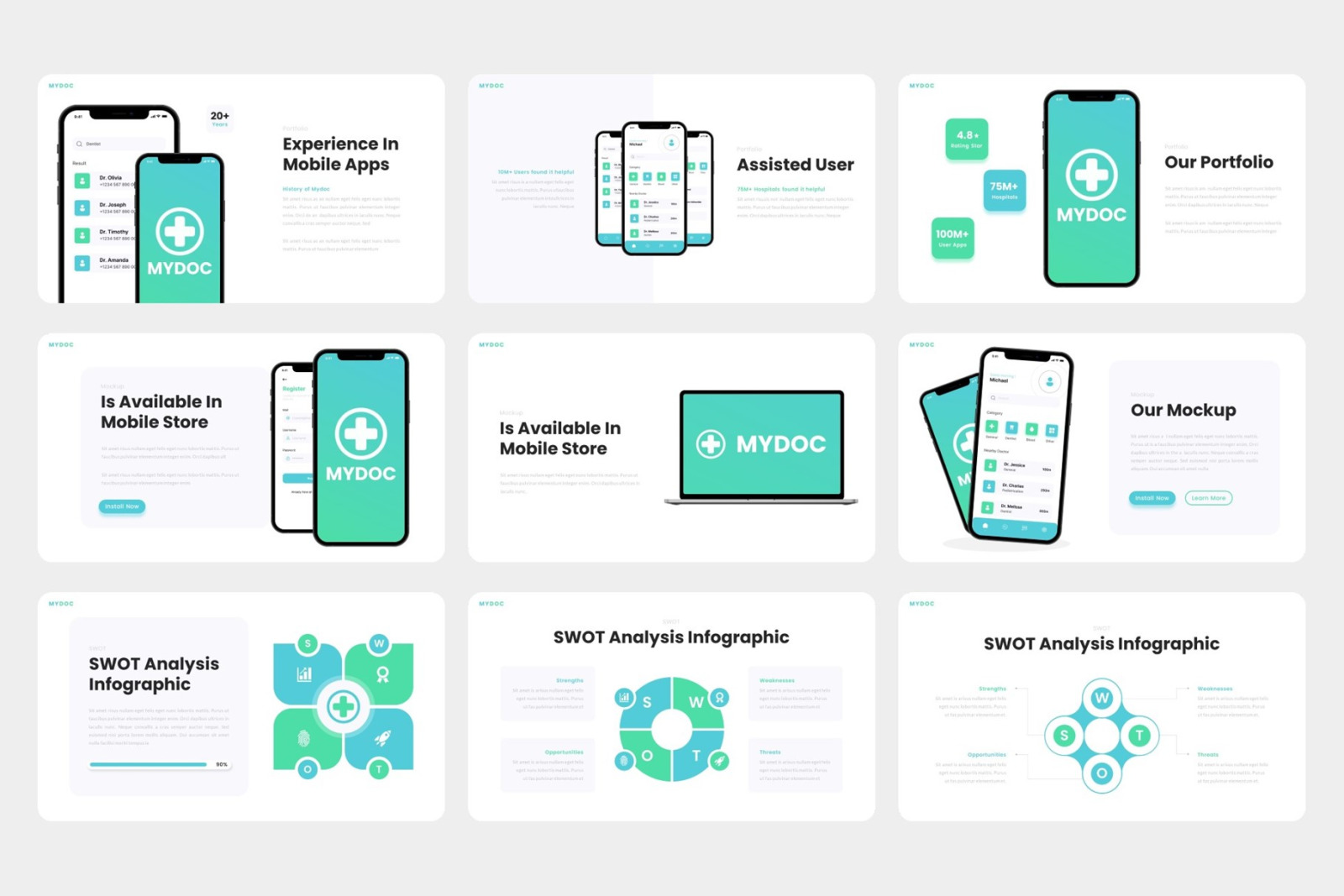 Mydoc - Healthcare Consultant Mobile App &amp; SAAS PowerPoint Template