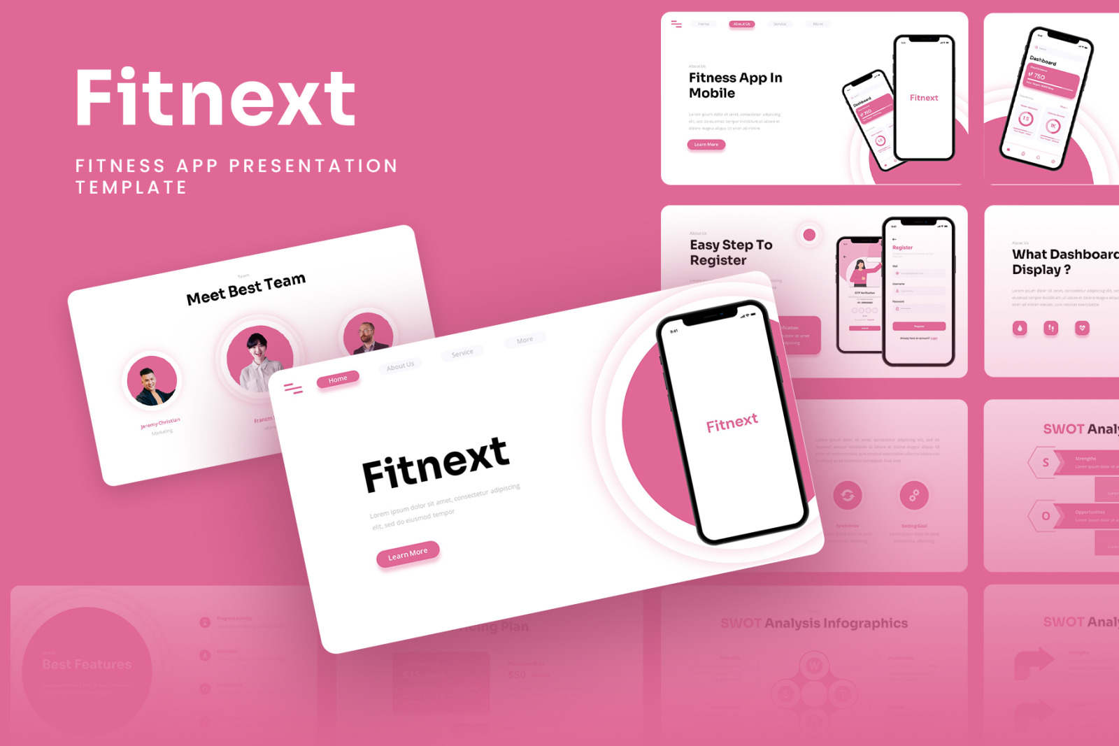 Fitnext - Fitness App &amp; SAAS Google Slides Template