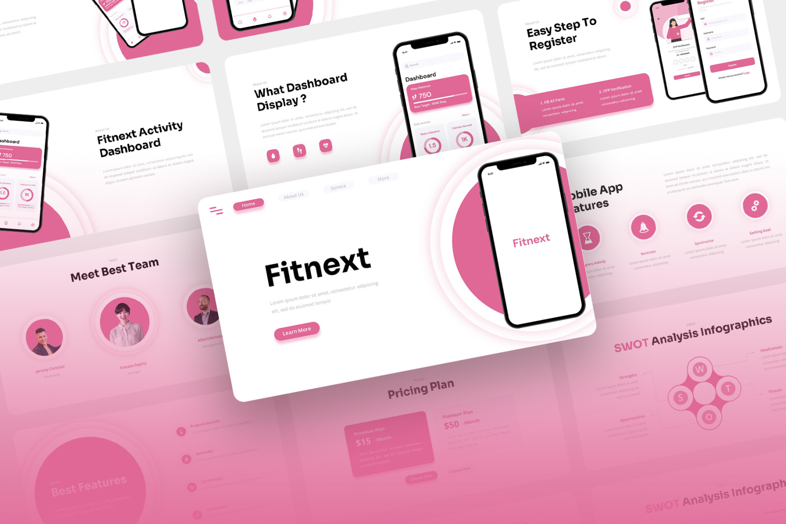 Fitnext - Fitness App &amp; SAAS Keynote Template