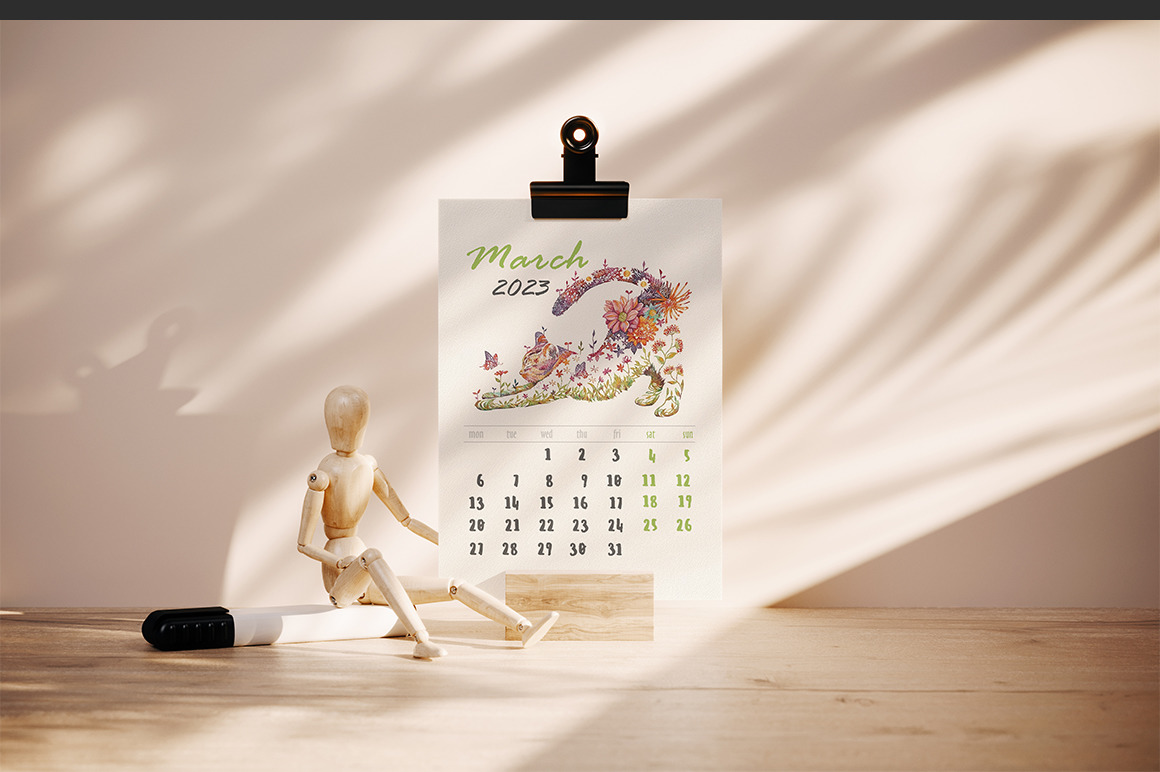 Calendar Cards On Wooden Stand Mockup Calendar Cards On Wooden Stand Mockup