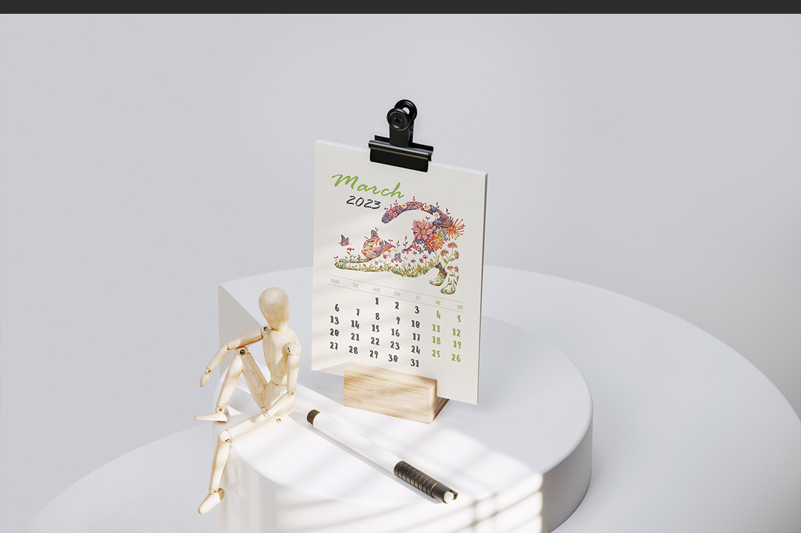 Calendar Cards On Wooden Stand Mockup Calendar Cards On Wooden Stand Mockup