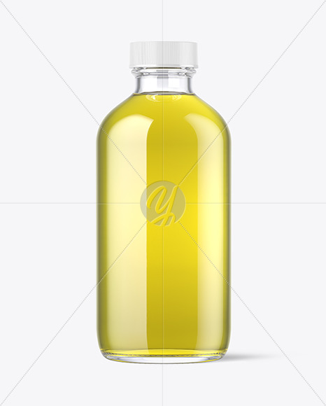 8oz Clear Glass Oil Boston Bottle Mockup