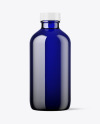 8oz Blue Glass Boston Bottle Mockup