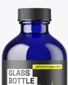 8oz Blue Glass Boston Bottle Mockup