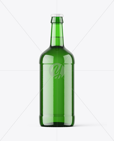 Green Glass Beer Bottle Mockup