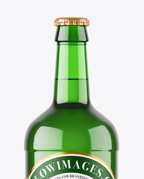 Green Glass Beer Bottle Mockup