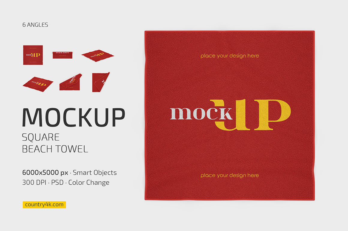 Square Beach Towel Mockup Set