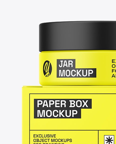 Matte Jar W/ Paper Box Mockup