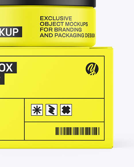 Matte Jar W/ Paper Box Mockup