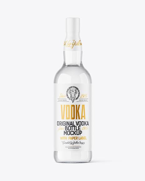 Clear Glass Vodka Bottle Mockup