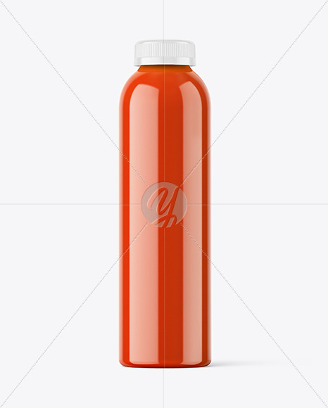 Clear PET Tomato Juice Bottle Mockup