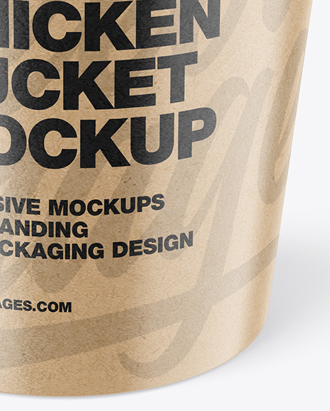 Kraft Bucket With Chicken Mockup