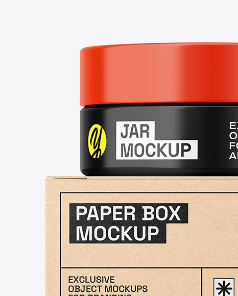 Glossy Jar W/ Kraft Box Mockup