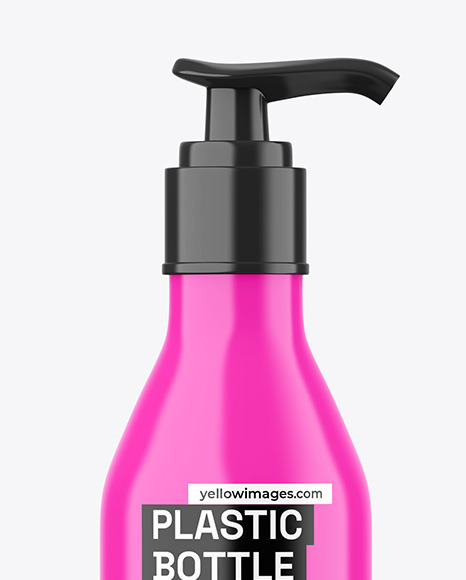 Glossy Plastic Bottle w/ Pump Mockup