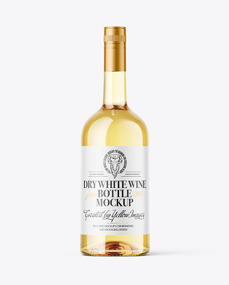 Clear Glass White Wine Bottle Mockup