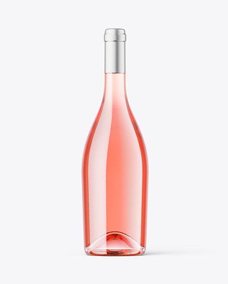 Clear Glass Pink Wine Bottle Mockup