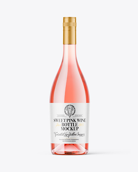 Clear Glass Pink Wine Bottle Mockup