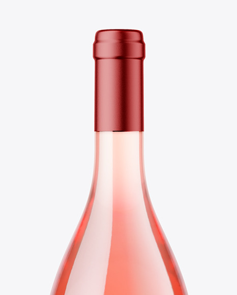 Clear Glass Pink Wine Bottle Mockup