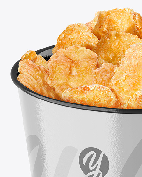 Glossy Cardboard Bucket With Chicken Mockup