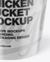 Glossy Cardboard Bucket With Chicken Mockup