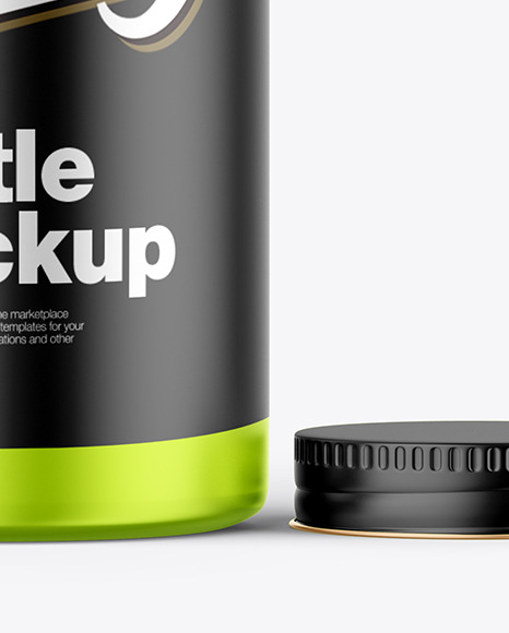 Opened Metallic Bottle Mockup