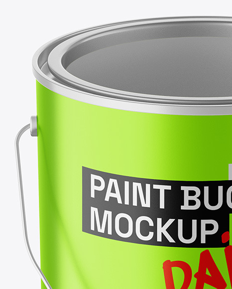 Matte Metallic Paint Bucket W/ Splash Mockup