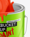 Matte Metallic Paint Bucket W/ Splash Mockup