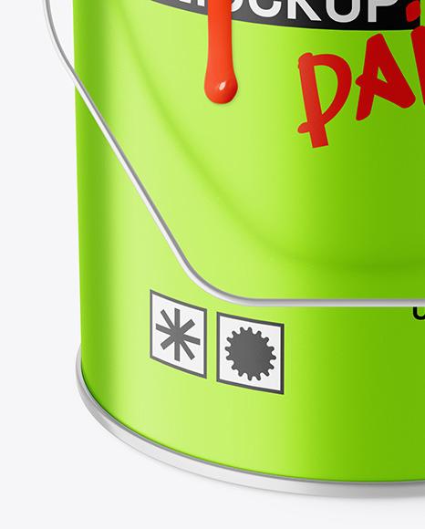 Matte Metallic Paint Bucket W/ Splash Mockup