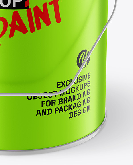 Matte Metallic Paint Bucket W/ Splash Mockup