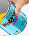 Metallic Paint Bucket in a Hand W/ Splash Mockup