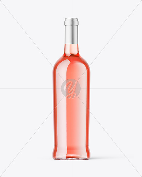 Clear Glass Pink Wine Bottle Mockup