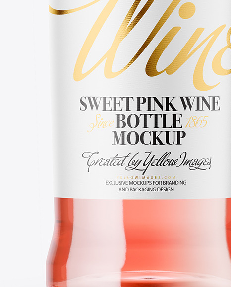 Clear Glass Pink Wine Bottle Mockup