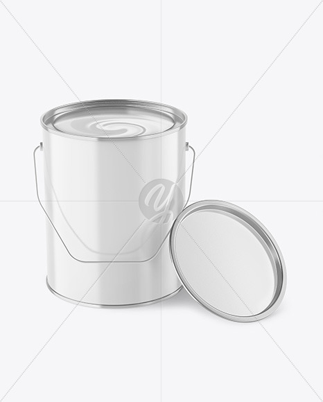 Opened Glossy Paint Bucket Mockup