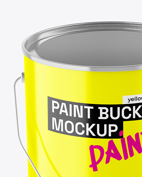 Opened Glossy Paint Bucket Mockup