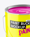 Opened Glossy Paint Bucket Mockup