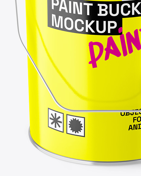 Opened Glossy Paint Bucket Mockup