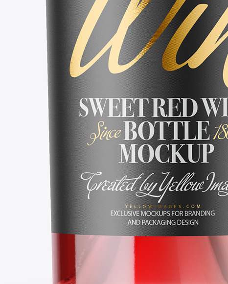 Clear Glass Red Wine Bottle Mockup